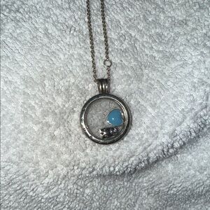 Pandora Silver Necklace with Blue Heart Charm